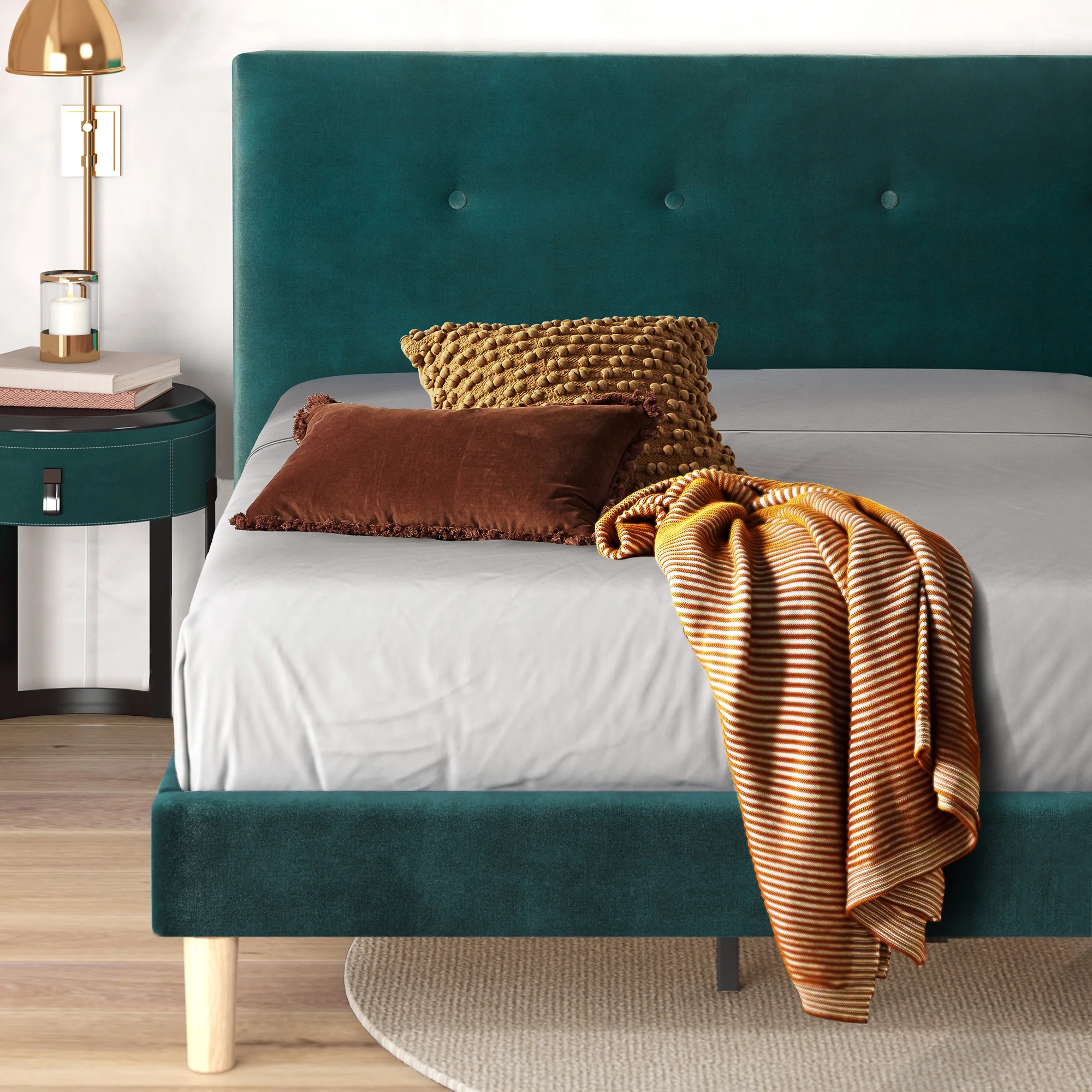 Willow Green Velvet Bed Frame - Image 4