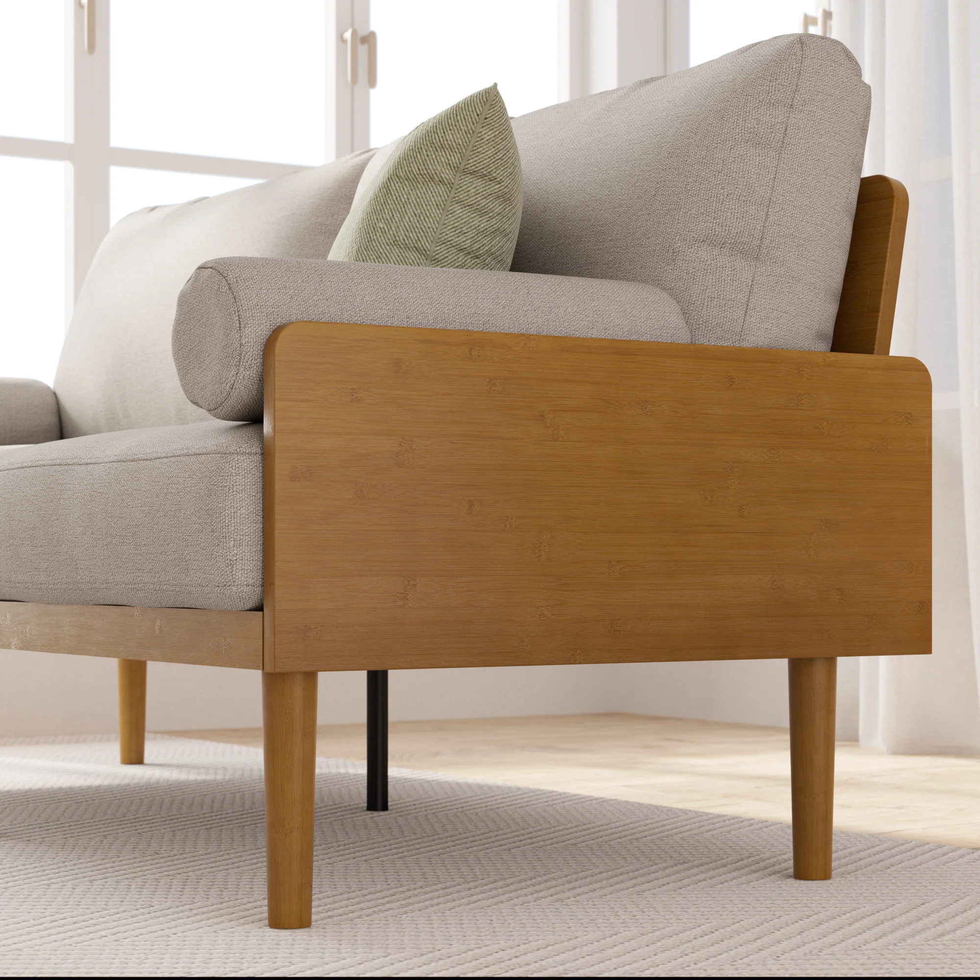 Zinus Arden Sofa - Fabric & Wood - Image 5