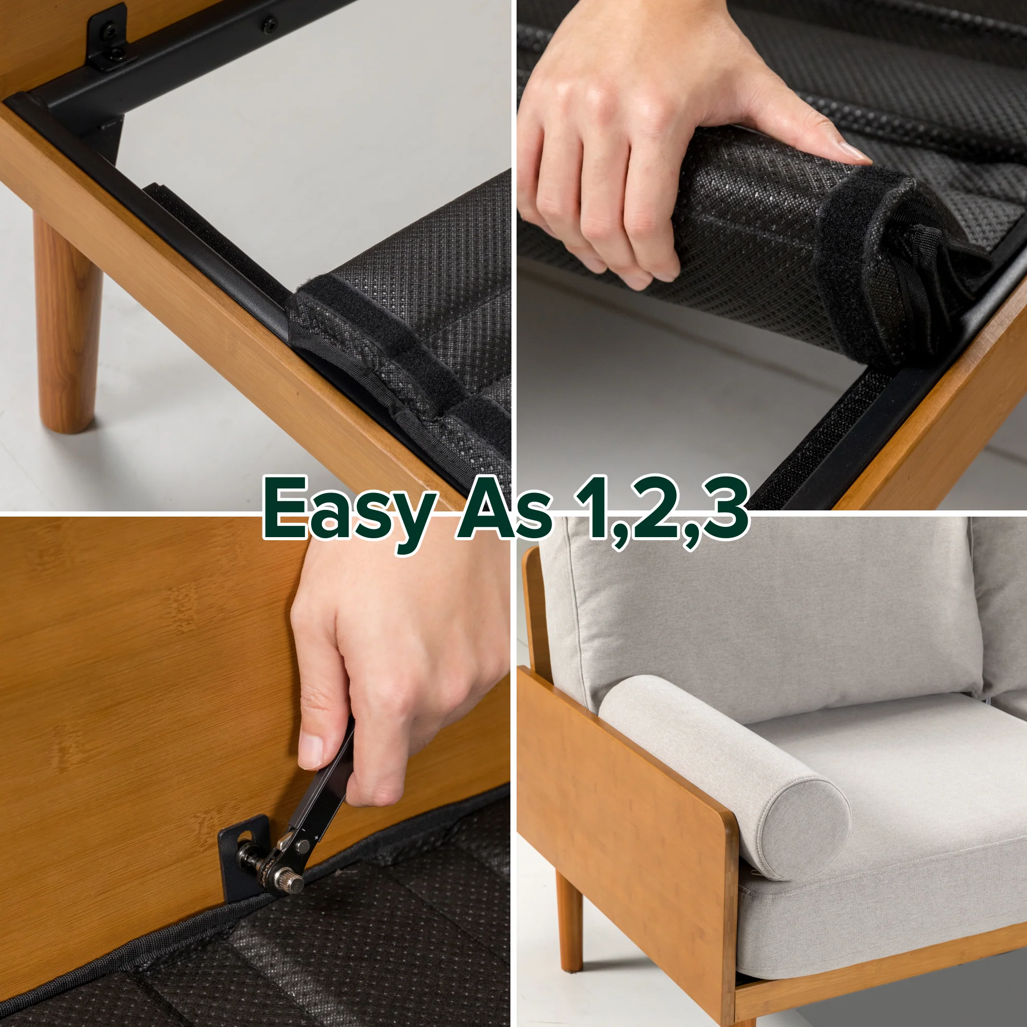 Zinus Arden Sofa - Fabric & Wood - Image 7