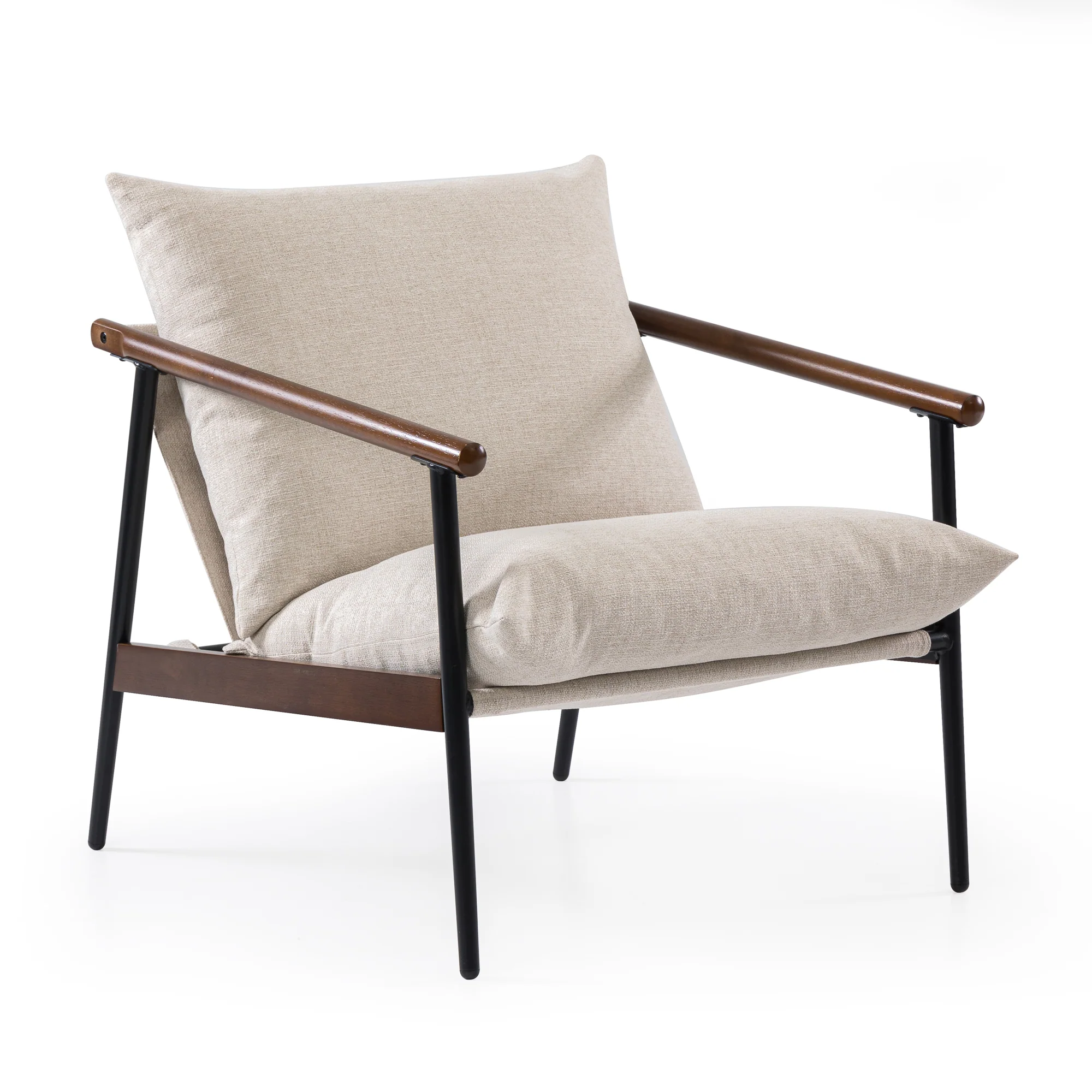 Wood and Fabric Armchair - Image 11