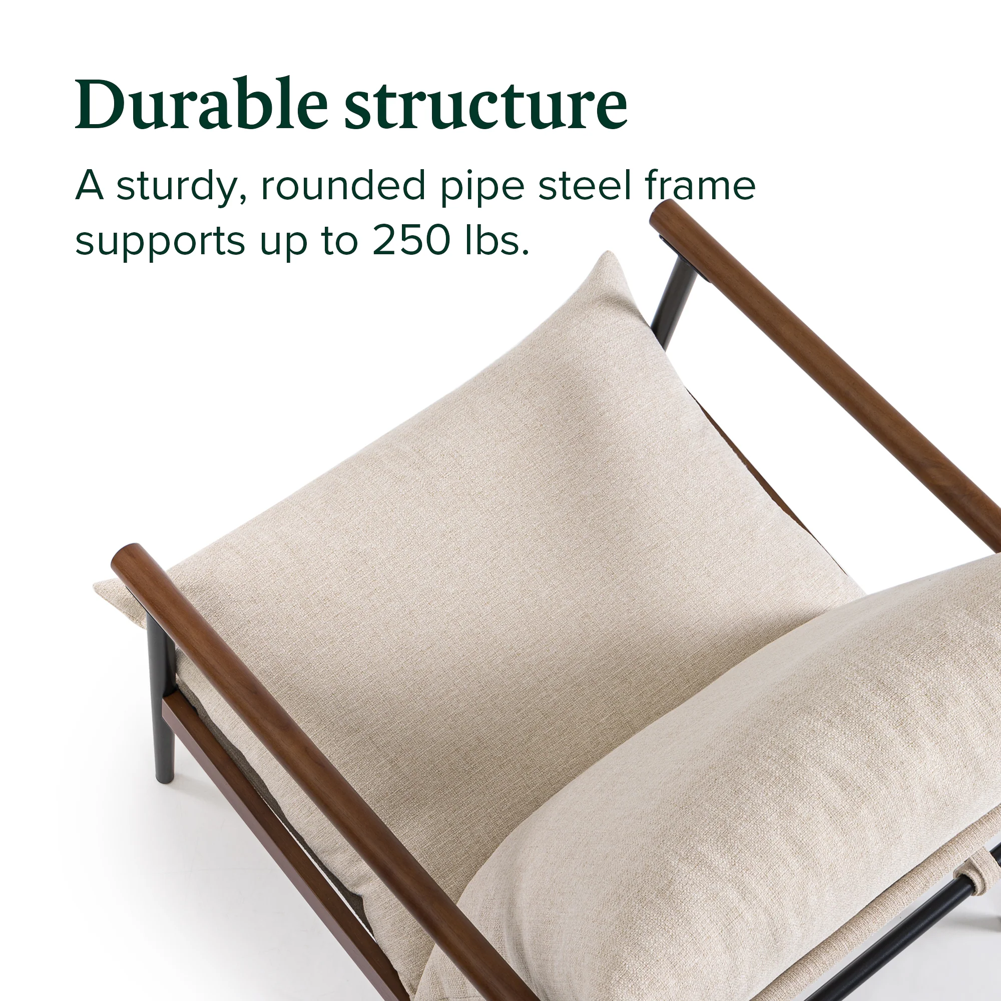 Wood and Fabric Armchair - Image 5