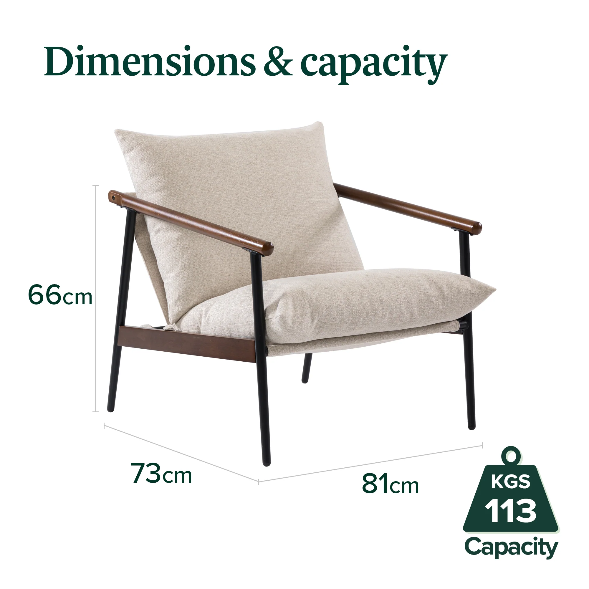 Wood and Fabric Armchair - Image 9